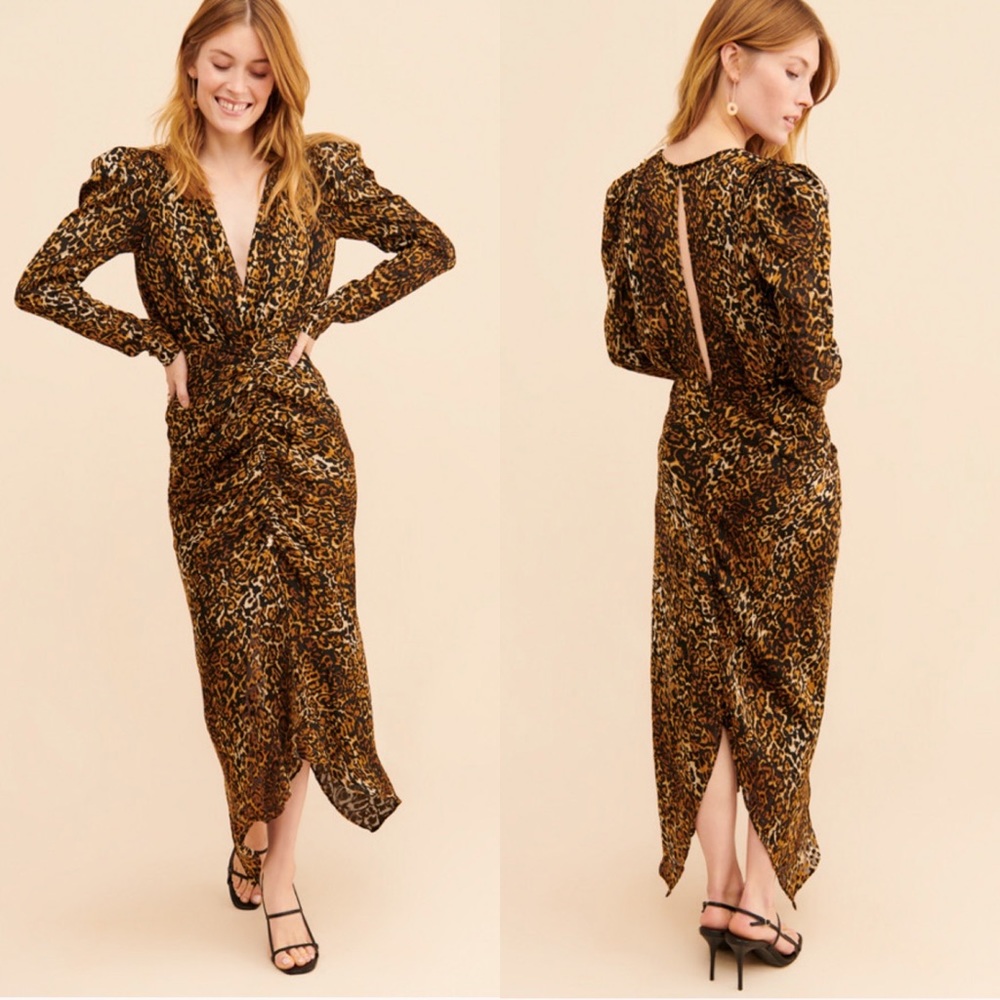 Ronny Kobo Leopard Astrid Maxi Dress Size Medium $538